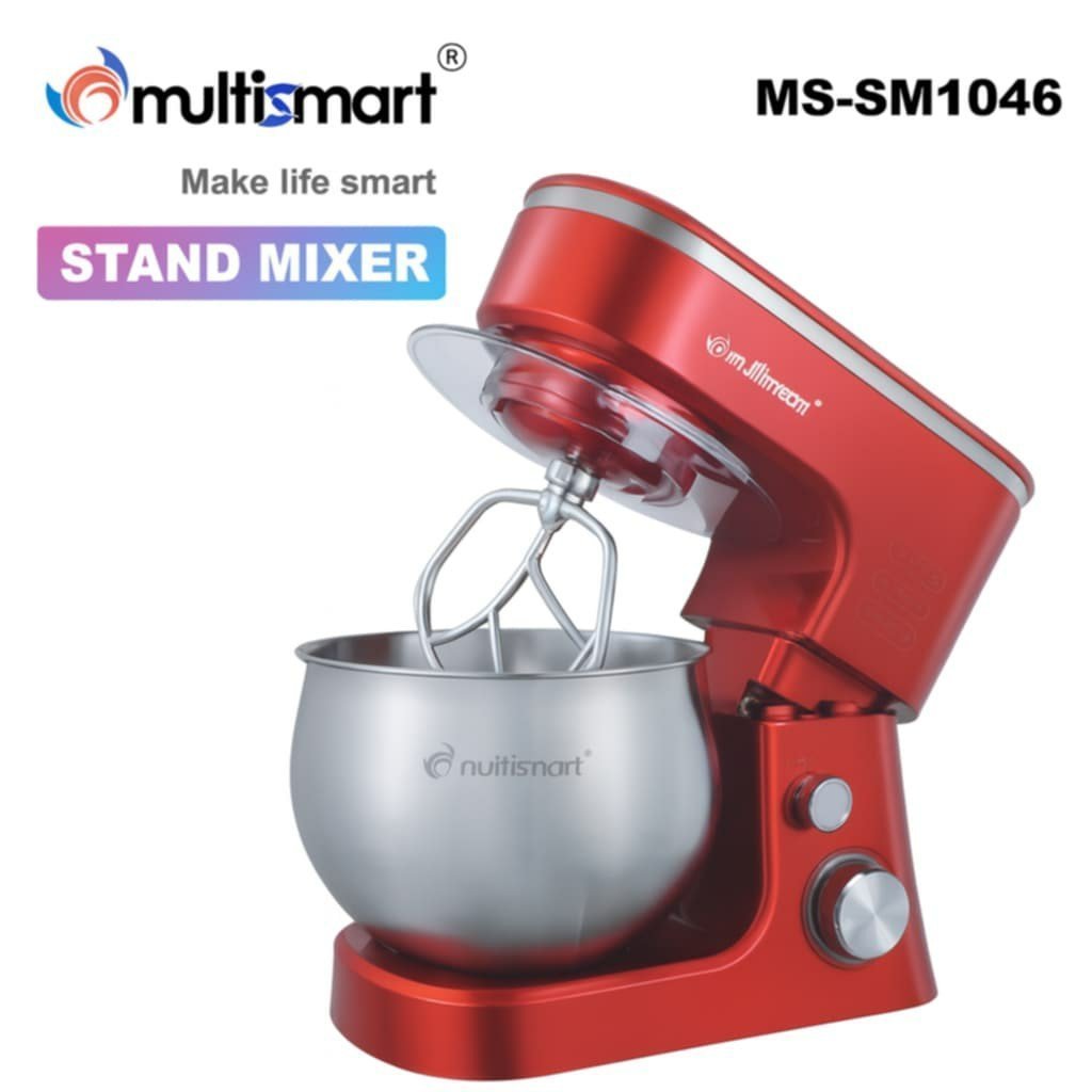 00776265-ddb9-4b66-9732-cf2e3cb1a940.jpg Pétrin 05 L – 1000W – 06 Vitesses Rouge Multismart MS-SM1046 – Image 1
