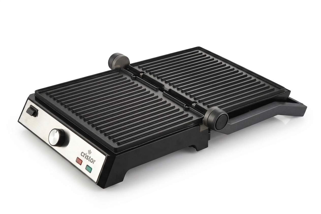 1000008616.png Panineuse et Grille Electrique Cristor 2000W Noir Inox KGL611XB – Image 1