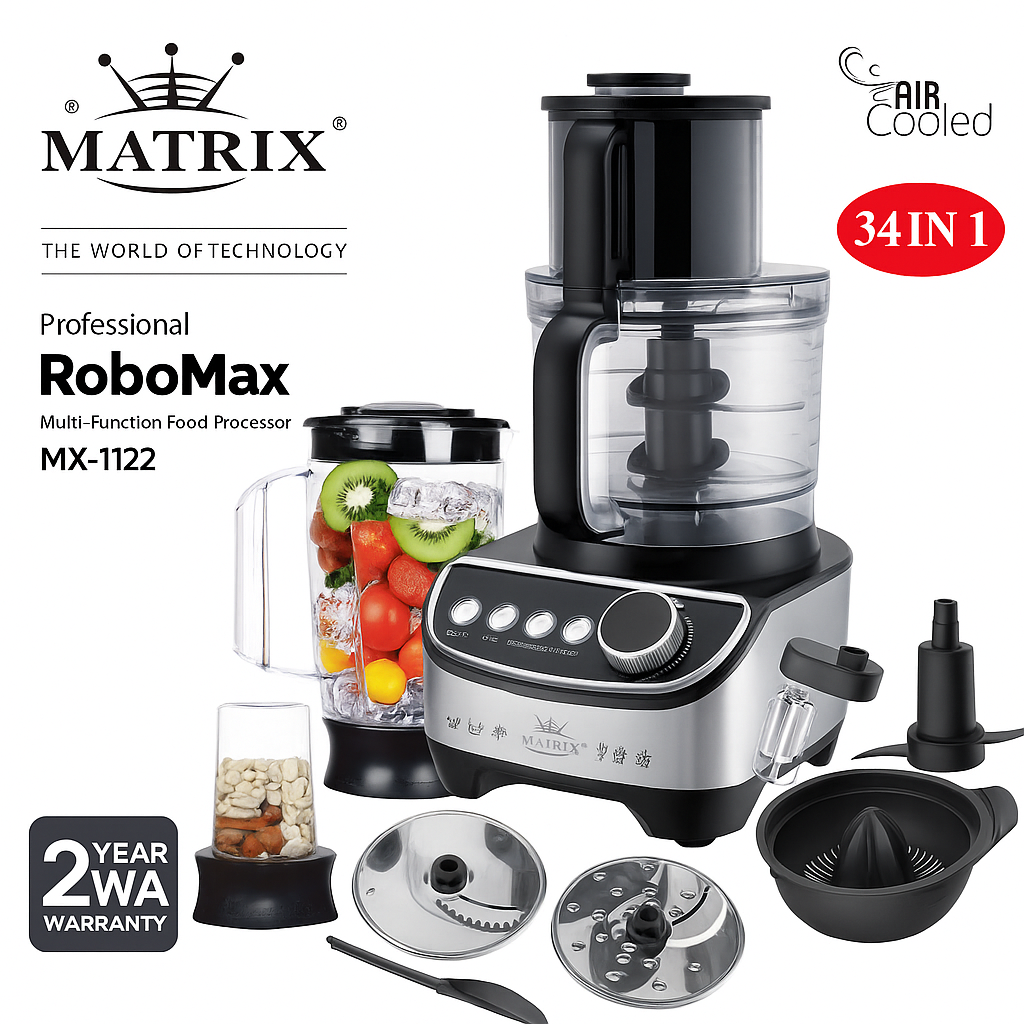 1000037261.png Robot de Cuisine inox 34 in 1 - 1300W RoboMax Matrix MX-1122 – Image 1