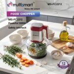 Hachoir En verre 2L 300W 04 Lames avec 03 Vitesses MultiSmart MS-FC2212 Rouge – Image 3