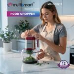 Hachoir En verre 2L 300W 04 Lames avec 03 Vitesses MultiSmart MS-FC2212 Rouge – Image 2