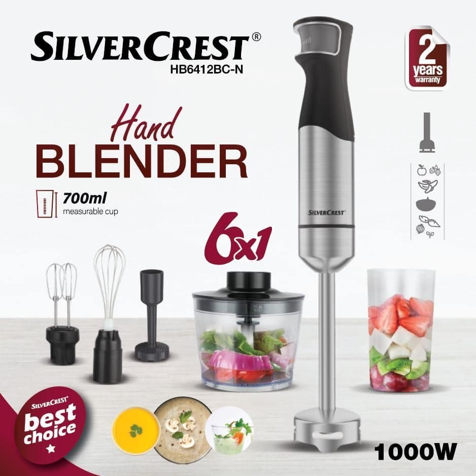 421926578_1153777965677125_2075236888609498934_n.jpg Mixeur Plongeant INOX Multifonctions 6en1 1000W SilverCrest HB6412BD-N – Image 1