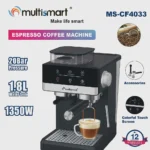 Machine à café 3 en1 Café Grain+ cappuccino 20Bar 1.8L 1350w + Fonction Moulin a café MULTISMART MS-CF4033 – Image 4