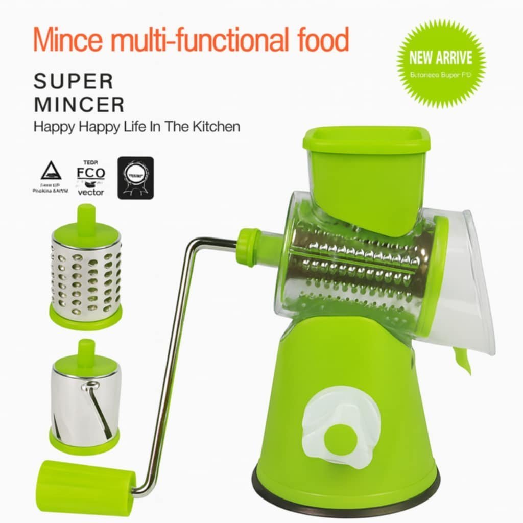 4c51f014-697e-4ca9-91b0-ba70678eed60.jpeg Trancheuse Multifonction Manuelle avec 3 lames en inox – Image 1