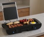 Planche a Grille et Panineuse inox 2 en 1 - 1500W 38x20 CM Multismart MS-GL1111 – Image 7