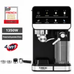 Machine a Café Digital 4 en 1 – 20 Bars 1350W Café et Lait et Cappuccino – Café Poudre et Capsules Nespresso 1.1 L Tirexx Original CAF2100S