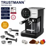 Machine à café et Lait inox 5 en1 Café Poudre et Capsule Nespresso 1350W 20 Bar TRUSTMANN® TM-CM-002