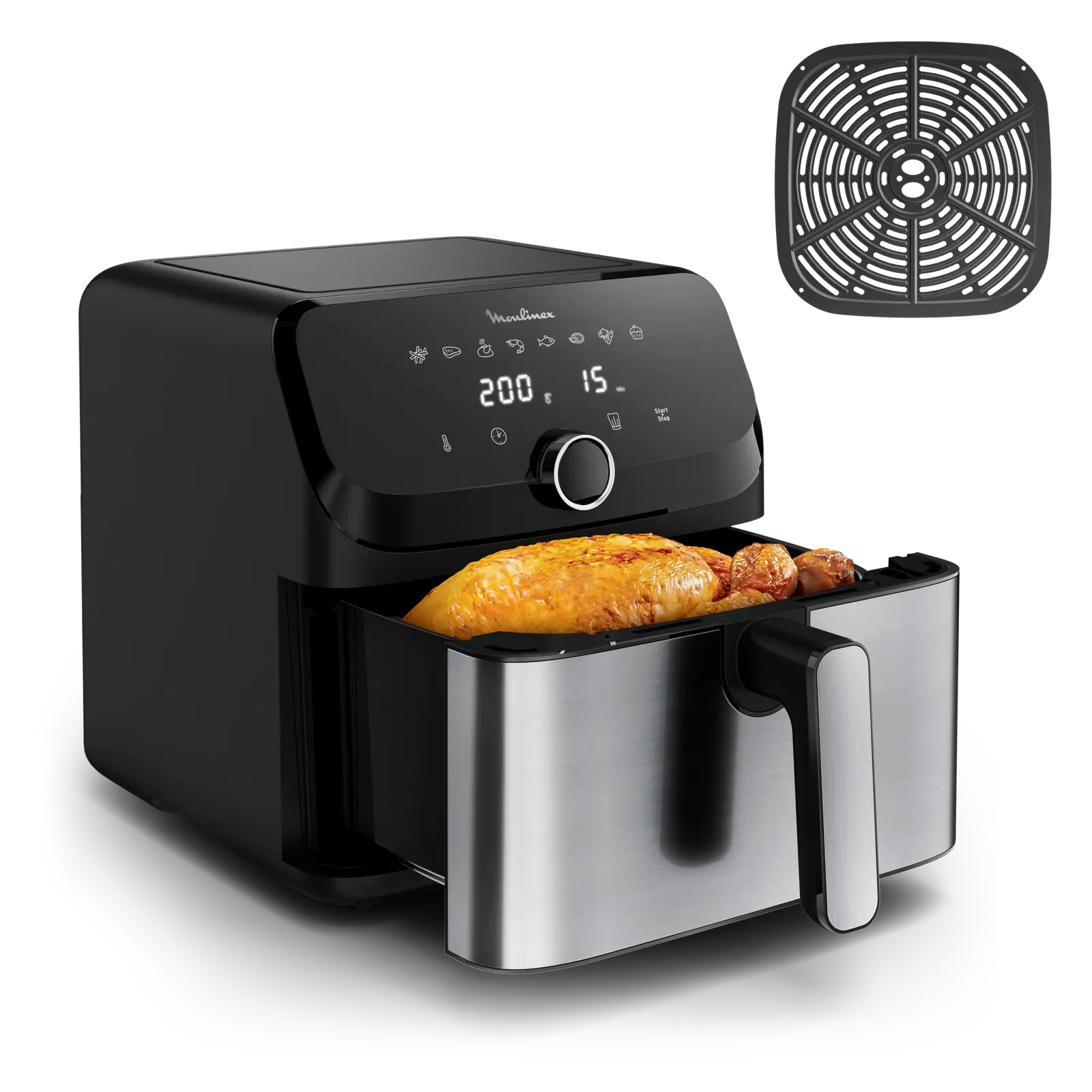 Digital-EZ855D20_EASYFRY-MEGA_H1.webp Air Fryer 7.5 L Easy Fry Mega Moulinex EZ855D20 – Image 1
