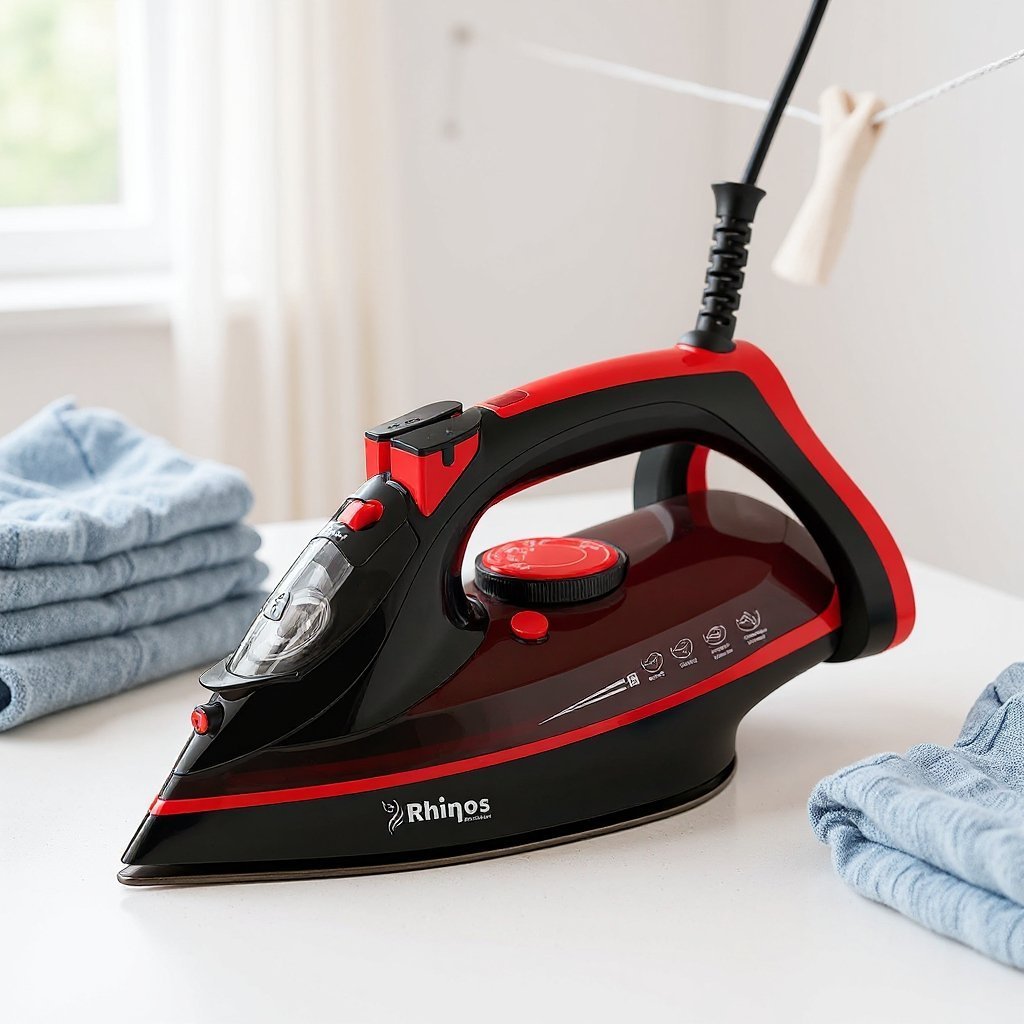GTM31-13.jpeg Fer à Repasser a Vapeur Céramique STEAM IRON 2800W Rhinos GTM-31 Rouge – Image 1