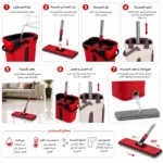 Balai clean magique 2 en 1 avec 2 Recharge Cleantex BM0370 Rouge – Image 3