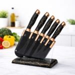Set de 5 couteaux de cuisine + Support couleur Noir