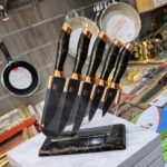 Set de 5 couteaux de cuisine + Support couleur Noir – Image 2