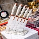 Set de 5 couteaux de cuisine + Support couleur blanc – Image 2