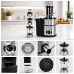 Centrifijeuse inox 4 en 1 Multifonctions avec blender et hachoir a viande et Moulin en verre - 700W Lexical LJE-2213 – Image 2