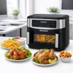AirFryer inox XL  L10.5 2000W 10 Programmes 1 Bac XL avec séparation amovible Brandmann BR5511DTW – Image 3