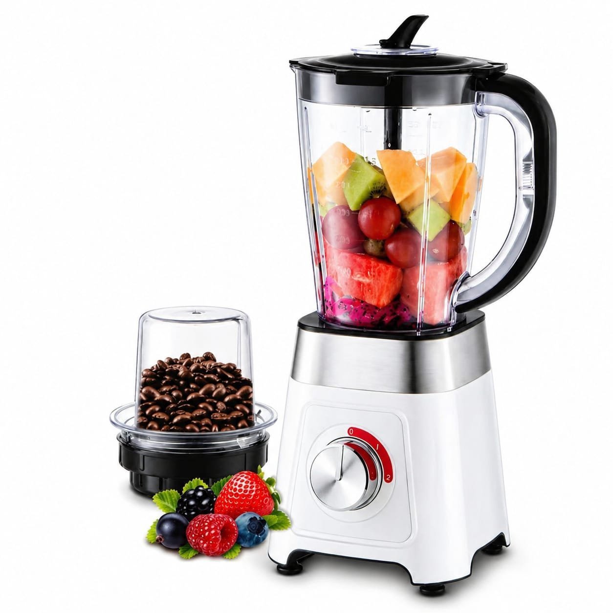 IMG-20260425-WA0054.jpg Blender en plastique 2 en 1 - 1.5L 500W PlanetSat PBL-1925 Blanc – Image 1