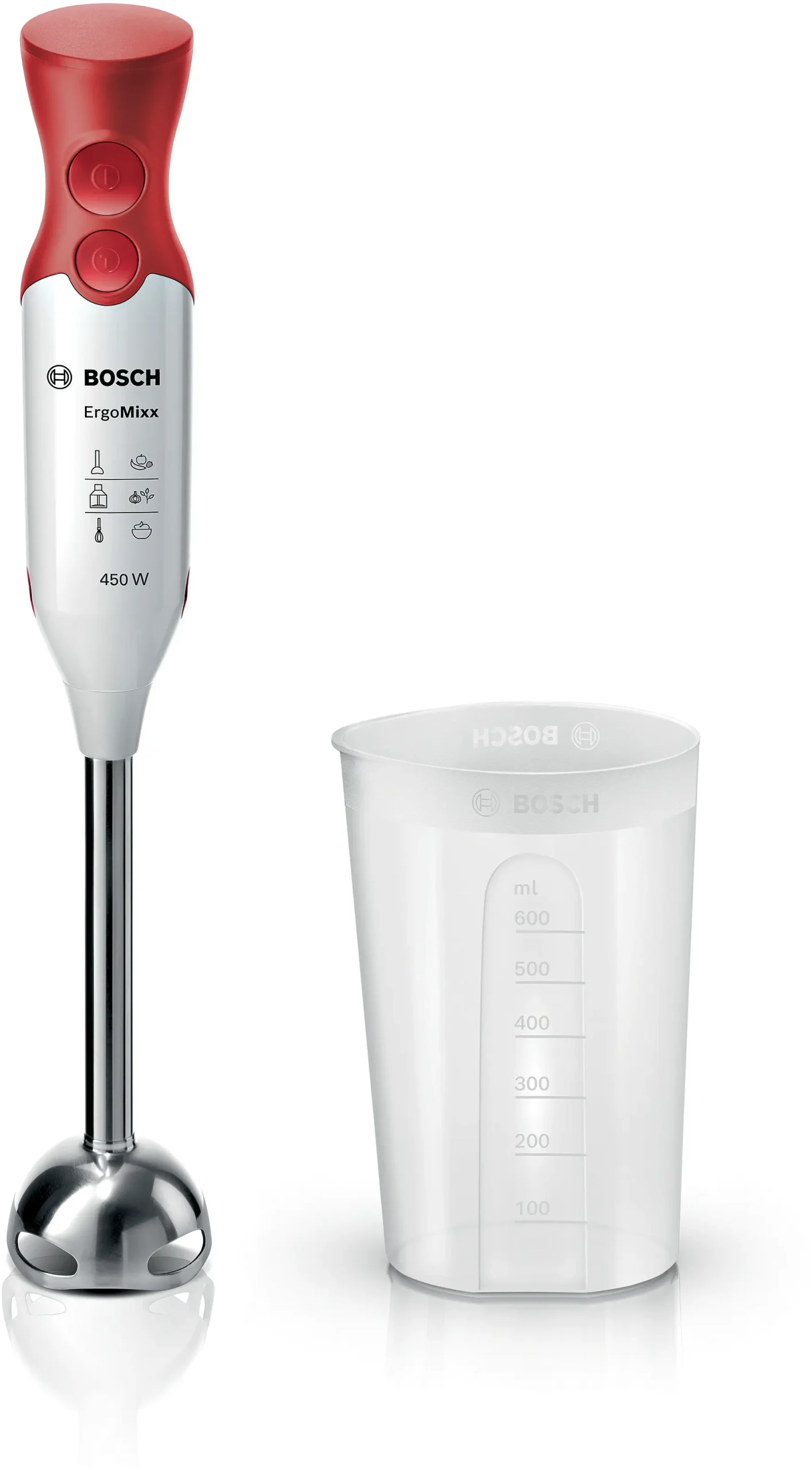 MCSA00390767_C9638_MSM64110_10713_def-scaled-1.webp bras Mixeur plongeant BOSCH original ErgoMixx 450 W MSM64110 Blanc, rouge – Image 1