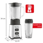 Mini blender Moulinex Original , bol en verre, gourde à emporter, 400 W Moulinex Original LM17GD10 – Image 3