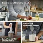 Hand Blender Kenwood original Triblade with Chopper & Whisk 600W - HDP109WG – Image 6