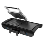 Planche a Grille et Panineuse inox 2 en 1 - 1500W 38x20 CM Multismart MS-GL1111 – Image 3