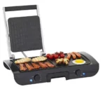 Planche a Grille et Panineuse inox 2 en 1 - 1500W 38x20 CM Multismart MS-GL1111 – Image 4