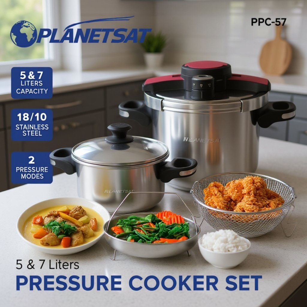 ygyutyf.jpeg Cocotte 6 Pcs - 5 + 7 L - inox 18/10 PlanetSat PPC-57 – Image 1